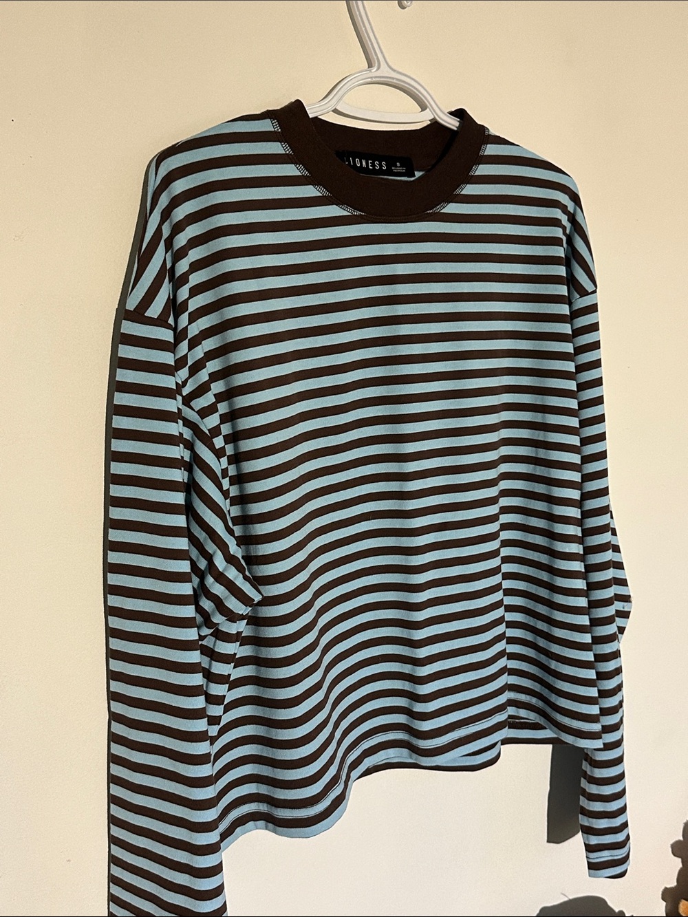 Lioness Light Blue and Black Striped Long Sleeve Tee